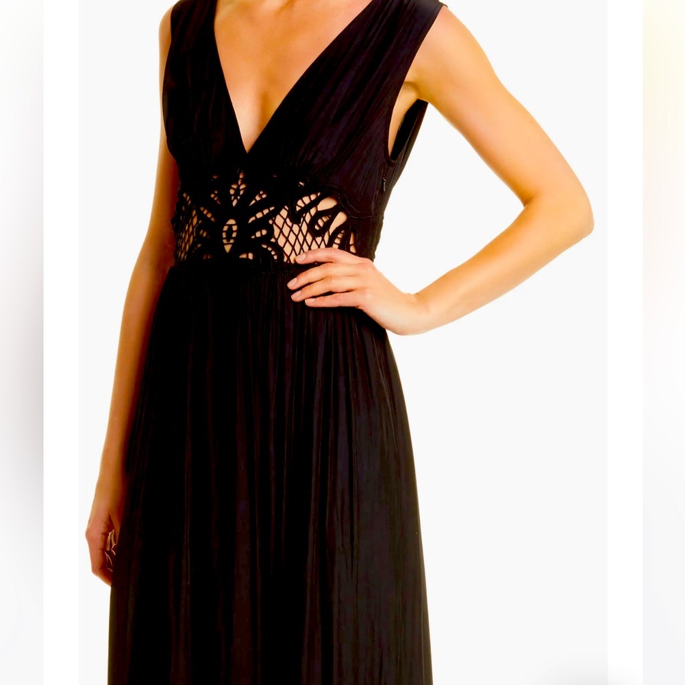 Ramy Brook Elegant Black Lace Maxi Dress